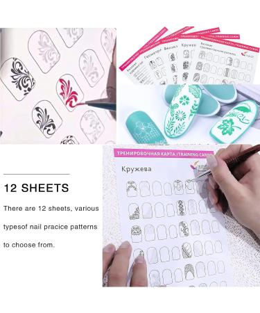 Nail Art Practice Book - 12 Sheets for Manicure Training and Painting Templates - Buy Online on GoSupps.com