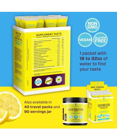 Key Nutrients Electrolytes Sachets - Refreshing Lemonade Hydration Powder - 20 Servings with 16 Vitamins & Minerals - Buy Online on GoSupps.com