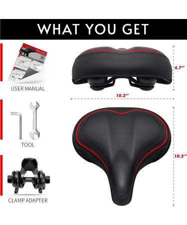 Crostice Wide Bike Seat for Peloton Bike & Bike Plus | Upgraded Comfort Cushion for Women & Men | Oversize Saddle Cover Pad | Red | W10.2 - Buy Online on GoSupps.com