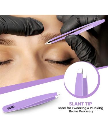 KICHLY Professional Eyebrow Tweezers Set - 4 Multi-Colored Tweezers & Travel Leather Case for Precision Plucking - Buy Online on GoSupps.com