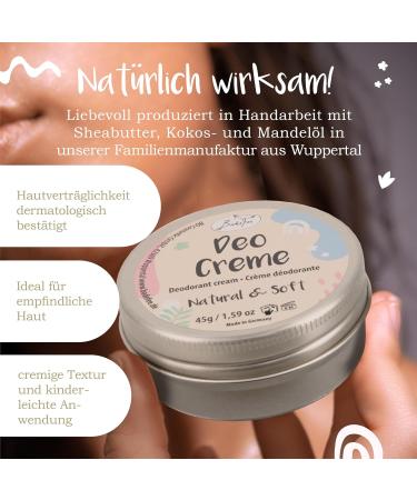  Badefee BadeFee Natural & Soft Vegan Deodorant Cream (50 ml) - Aluminium Free/with Shea Butter Coconut Oil and Almond Oil - Gentle Care and 24 Hour Protection against Sweat Odors for - Buy Online on GoSupps.com