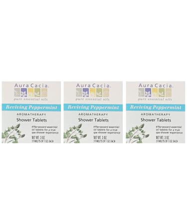 Aura Cacia Reviving Peppermint Aromatherapy Shower Tablets - 3 Pack (3 oz) | Refreshing Aromatherapy for Home Spa - Buy Online on GoSupps.com