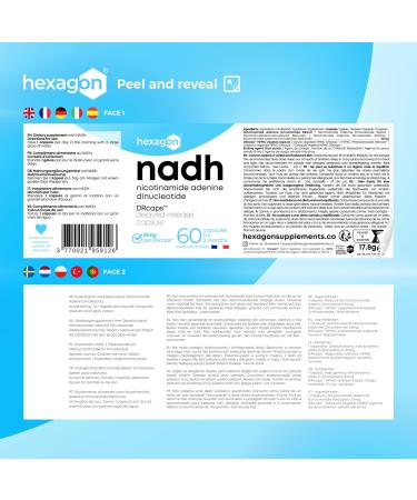 NADH 25mg - 60 Vegan Capsules - Delayed Release DRCAPS for Cell Energy & Metabolism - Made in France - International Shipping Available - Buy Online on GoSupps.com