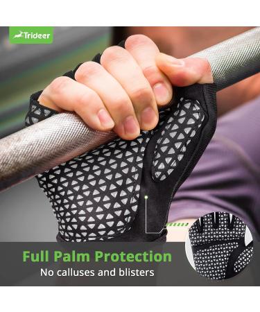 Trideer Workout Weight Lifting Gloves with Wrist Straps - Breathable Fingerless Gym Gloves for Men & Women - Full Palm Protection - Ideal for Training, Pull Ups, Fitness at Home - Black (Large) - Buy Online on GoSupps.com