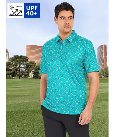 SAMERM Men's Green Golf Polo Shirt - Short Sleeve Moisture Wicking Dry Fit Performance Top (Large) - Buy Online on GoSupps.com