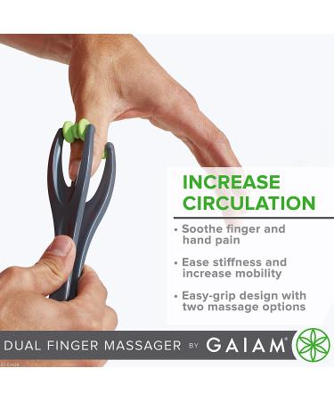 Gaiam Finger Massager: Dual-Sided Hand Massage Roller for Circulation, Stress, Arthritis & Pain Relief - Buy Online on GoSupps.com