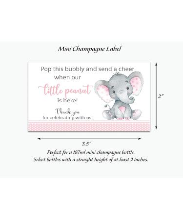 Girl Baby Shower Favors: Set of 18 Mini Champagne Labels - Pink Elephant Theme - Buy Online on GoSupps.com