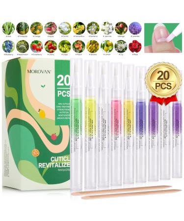 Morovan Nail Cuticle Oil Pen Gel Nail Oil Pen Nail Nourishment Polish with Natural Ingredients Nail Softener and Strengthener for Damaged Nails (20PCS) 20 Count (Pack of 1)