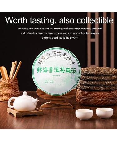 PuEr Tea 126 Oz Tea Leaves Taste Rich Smooth Bubble Resistant Raw Tea Pu Erh Tea Dark Green and Brownish in Color Cake Shape Round and Complete for Tea Tasting Enjoyment - Buy Online on GoSupps.com