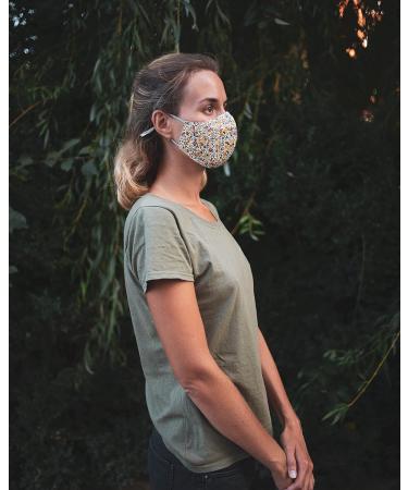 Stylish Reusable Cotton Face Masks for Women with Filter Pocket - Pack of 5 | Handmade Floral Pattern Designs | Adjustable Ear Straps - Buy Online on GoSupps.com