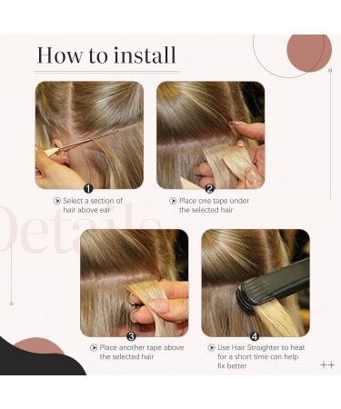 Tape Hair Extensions 20 pieces Human Balayage Real Remy Human Hair (18 inches 50g) #12P613 Golden Brown&Bleach Blonde Skin Weft - Buy Online on GoSupps.com