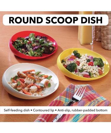 Sammons Preston Red Round Scoop Dish - Unbreakable 8 Scooper Bowl for Elderly & Disabled - Non-Skid Rubber Bottom for Independent Eating - Buy Online on GoSupps.com