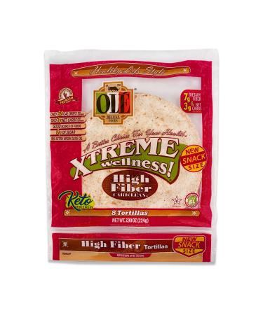 Ol Xtreme Wellness High Fiber | 5.5" Flour Tortillas |Low Carb |Keto Friendly | 7.9 oz.| 8 Count (Pack of 4)