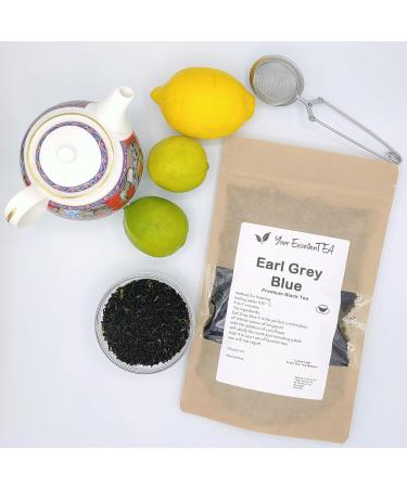 Your ExcellenTEA - Earl Grey Blue Flower - Black Tea Loose Leaf with Real Bergamot Oil in Resealable Pouch made from Ceylon BOP1 (200g) - Buy Online on GoSupps.com