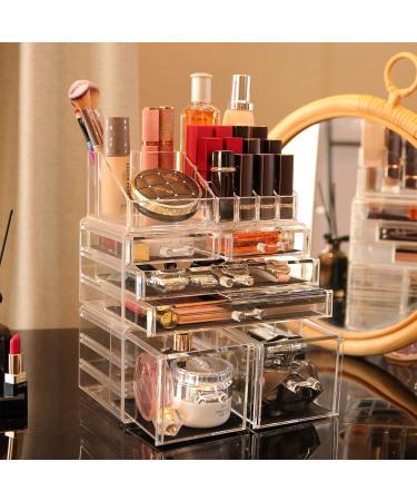 Cq acrylic Makeup Organizer Set - 3 Large Clear Cosmetic Display Cases with 6 Drawers for Vanity Storage - Buy Online on GoSupps.com