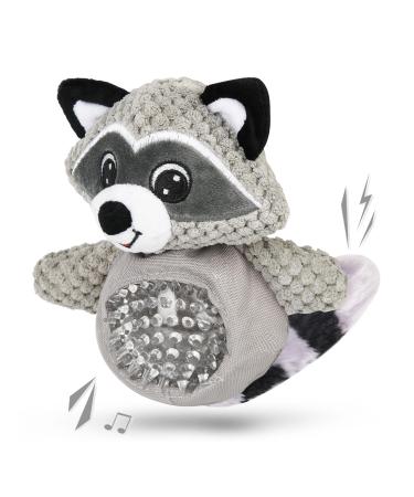 Wookiwuki dog toys for small and medium-sized breeds cute raccoon shape with a soft squeaker with crease paper sound tail dog puzzle toys fun for puppies reccon