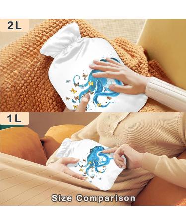 NAANLE Watercolor Butterfly & Octopus Heat Bottle - 1L Hot Water Bottle for Pain Relief Bed Warmth & Cold Therapy - Buy Online on GoSupps.com
