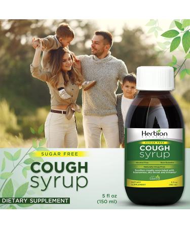 Herbion Naturals Sugar-Free Cough Syrup with Stevia - 5.0 Fl Oz - Green Formula - Buy Online on GoSupps.com