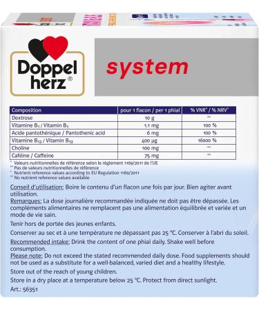 Doppelherz System VITAMIN B12 PLUS Dietary supplement Liquid Performance Energy and Concentration Orange and Grapefruit Taste 30 bottles of 25 ml - Buy Online on GoSupps.com