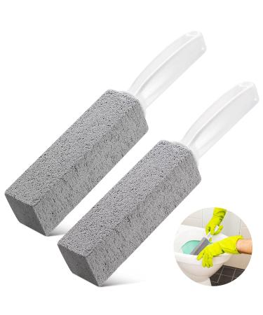 2 Pack Toilet Cleaner Hard Water Build up Remover with Ergonomic Handle, Toilet Bowl Stain Ring Remover, Pumice Stone Toilet Cleaner Tool Stain Hard Water Ring Remover for Toilet, Pool, Bathroom, Sink Short Handle