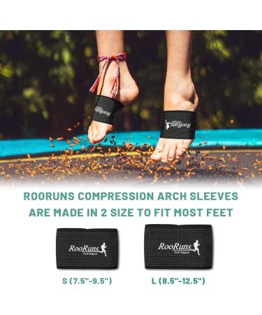 RooRuns Copper Arch Support Sleeves | Compression Plantar Fasciitis Foot Wrap for Flat Feet & Heel Spurs - Unisex (1 Pair - Buy Online on GoSupps.com