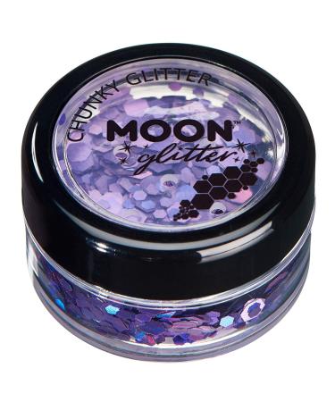 Chunky Holographic Glitter by Moon Glitter - Purple - Cosmetic Festival Makeup Glitter for Face Body Nails Hair Lips - 3g - Buy Online on GoSupps.com
