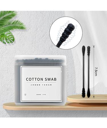 Perfeclan 200 Cotton Swabs - Double-Headed Wooden Ear Cleaners for Makeup & Polishing - Black Tips & Round Ends - International Shipping Available - Buy Online on GoSupps.com