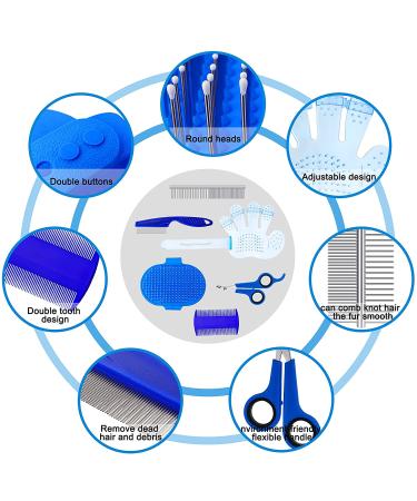 6-Piece Bunny Grooming Kit: Brush, Hair Remover, Shampoo, Bath Brush, Nail Clipper, Comb - Blue | For Bunny, Hamster, Guinea Pig - Buy Online on GoSupps.com