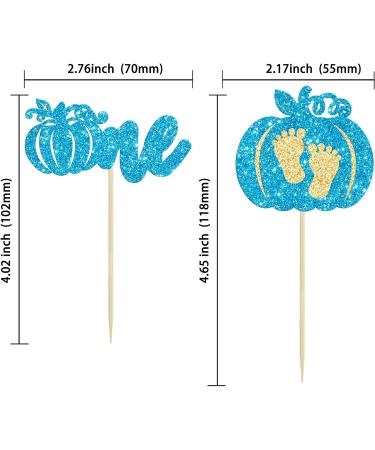 Gyufise 24Pcs Pumpkin One Cupcake Toppers Glitter Boy Baby Feet First Birthday Pumpkin Cupcake Picks for Fall Theme Baby Shower Kids 1st Birthday Party Cake Decorations Supplies Blue D Blue One - Buy Online on GoSupps.com