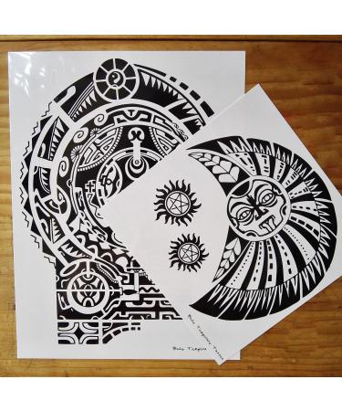 Tribal Tattoo Set: 4-Sheet Arm & 2-Sheet Big Totem Temporary Tattoos - Dwayne Johnson Inspired Tribal Fake Black Tattoo Sticker - Buy Online on GoSupps.com