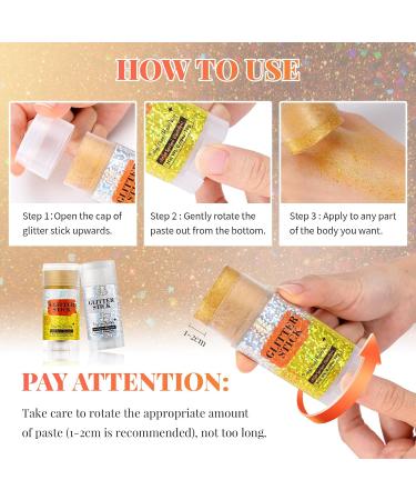  Prreal Shimmer Glitter Stick for Body Shiny Highlighter Stick Sparkling Glitter for Face Lips Festivals Rave Makeup Gold - Buy Online on GoSupps.com