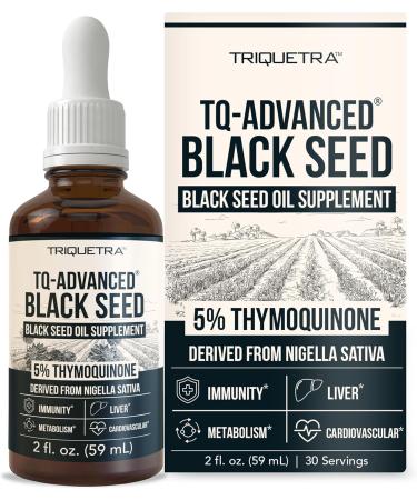 Black Seed Oil TQ Advanced - 5% Thymoquinone, Highest Concentration Available - 15:1 Concentrate from Nigella Sativa, Raw Form, Vegan, Glass Bottle Plus Dropper (2 oz. - 30 Servings)