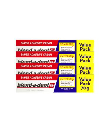 4x Blend-a-dent Super Adhesive Cream Extra Strong Original 70g Value Pack