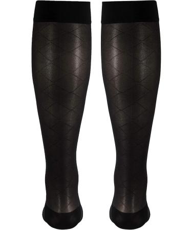 Truform Sheer Compression Stockings for Women - 15-20 mmHg Knee High Length Charcoal Diamond Pattern Medium (2 Pairs) - International Shipping Available - Buy Online on GoSupps.com