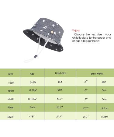 LANGZHEN Baby Girls Beach Sun Hat - Adjustable Toddler Kids Wide Brim Play Hat - Dark Blue Stars - 6-12 Months - Buy Online on GoSupps.com