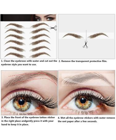 18 Sheets 180 Pairs 4D Hair-Like Eyebrow Tattoo Stickers - Waterproof Peel-Off Brow Transfers for Women - Brown - Buy Online on GoSupps.com