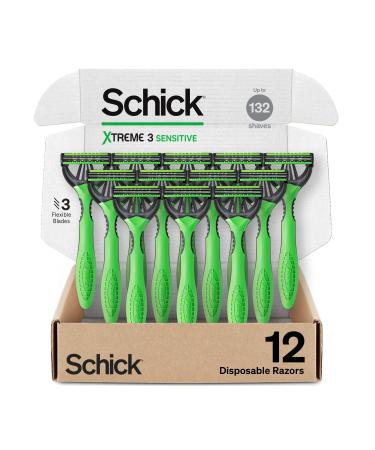 Schick Xtreme 3 Original Sensitive Razor  Disposable Razors Men, Head Razor, Razors for Men Sensitive Skin, 12 Count razor 12 Count (Pack of 1)