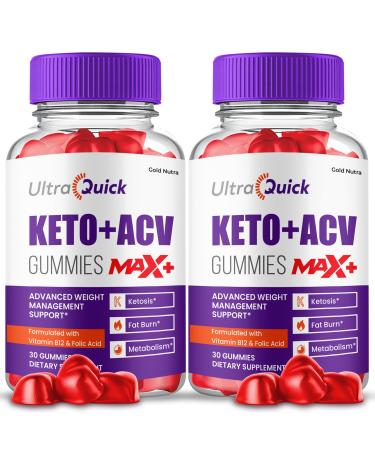 (2 Pack) UltraQuick Max+ ACV Gummies Higher Potency Official Ultra Quick Max+ Gummies 2X Stronger Apple Cider Vinegar Gummy 2 Month Supply