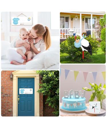 Handcrafted Wooden Birth Stork Set - Blue Baby Announcement - Includes Name Tag & Greeting Card - Perfect Gift for Newborns - Indoor & Outdoor Decor - Buy Online on GoSupps.com