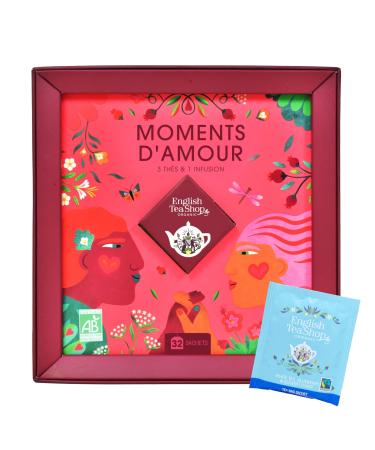English Tea Shop - Organic teas and infusions set - Moments of love - 3 teas and 1 infusion in a gift box of 32 bags - Gift b