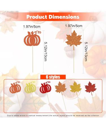 Festive Fall Cupcake Toppers Set - 18-Piece Glitter Maple Leaf and Pumpkin Cake Decorations for Thanksgiving and Autumn Harvest Celebrations - Golden Orange and Red Toppers for Cake and Cupcakes - Buy Online on GoSupps.com