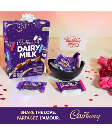 CADBURY Dairy Milk Assorted Gift Box CADBURY Dairy Milk milk chocolate Fruit and Nuts Flavour and Cadbury Mini Eggs Flavour Chocolate Bars Candy Bars 304 g (16 Mini Bars x 19g) - Buy Online on GoSupps.com