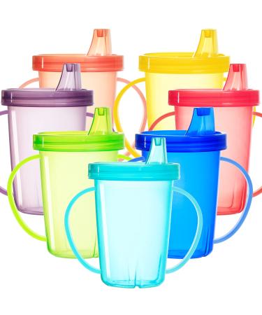 Youngever 8 Pack Kids Sippy Cups with Handle Sippy Cups for Infant Kids Toddler 8 Assorted Color Sippy Cups