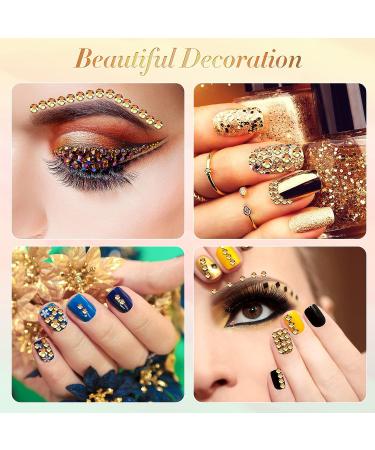 2000 Flat Back Gems Rhinestones Set with Tweezer and Pen - 6 Sizes (1.5-6 mm) Round Crystal Rhinestones for Crafts, Nails, Clothes, Shoes - Metallic Sunshine - Buy Online on GoSupps.com