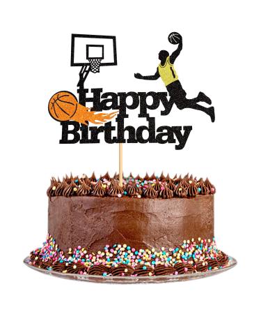 1 piece of basketball cake attachment Have a happy birthday shield cake attachment basketball player cake decorations for sports theme young girl birthday party accessories basketball-1 - Buy Online on GoSupps.com