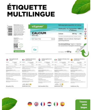 Calcium - 365 Tablets - 800mg Calcium from Calcium Carbonate per Daily Serving - For 6 Months - Vegan Lab Tested Highly Dosed & No Additives - Buy Online on GoSupps.com
