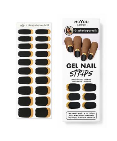 MOYOU LONDON Semi Cured Gel Nail Strips 20 Pc. Gel Wraps for Nails Get 1 Free UV Lamp when you Get 3 or More Easy Apply & Remove for Salon-Quality Manicure -sashaniegraynails 03