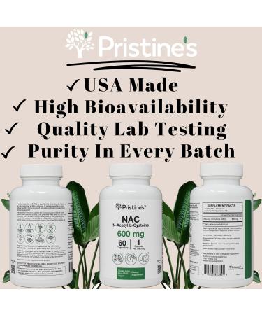 PRISTINE'S N-Acetyl L-Cysteine (NAC) Immunity Lung & Liver Support Supplement Capsules - 600MG 60 Day Supply - Potent Antioxidant - Vegan Gluten Free Non GMO - Buy Online on GoSupps.com