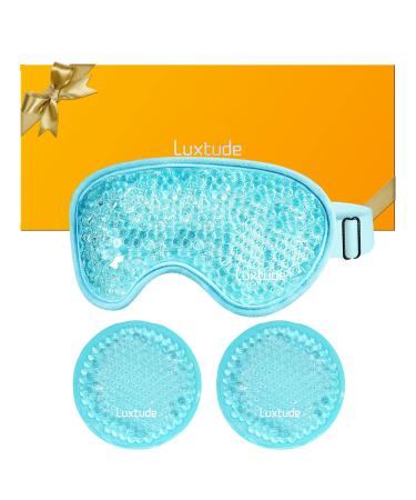 Luxtude Gel Eye Mask Cooling Eye Masks for Dry Eyes Hot Cold Eye Ice Pack Reusable Gel Sleeping Mask Frozen Cold Eye Compress for Puffiness/Dark Circles/Headaches/Skincare/Pain Relief (Blue) Blue-Solid