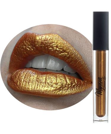 Mynena Yellow Gold Lip Gloss Topper Shimmer Glossy Finish Liquid Lipstick Moisturizing with Jojoba Oil | Talc-Free Mica-Free Gluten-Free Paraben-Free Cruelty-Free Vegan | Sunny